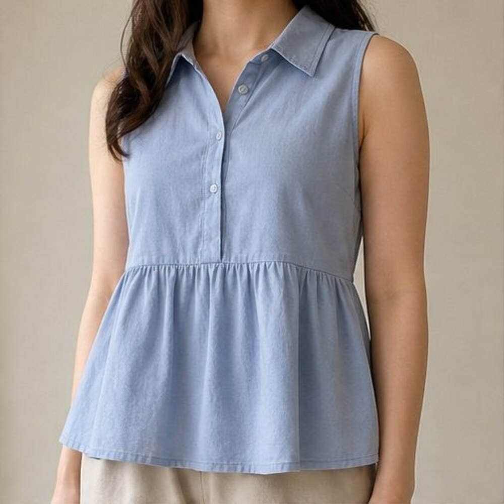 Blue Peplum Top - Picture 2 of 6